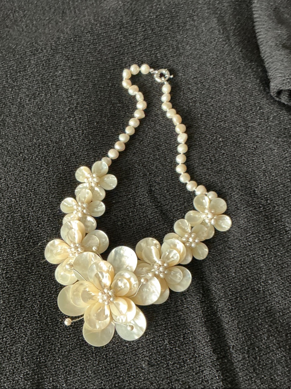 Cream Floral Pearl Bib Necklace
